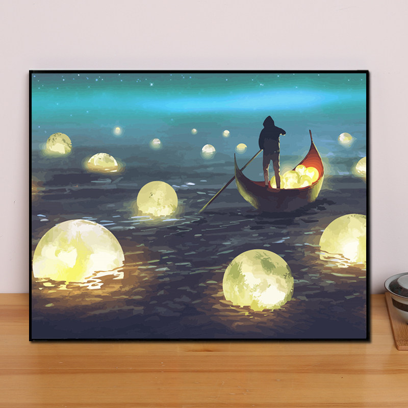 摆渡人数字油彩彩画diy手工填色减压卧室客厅diy