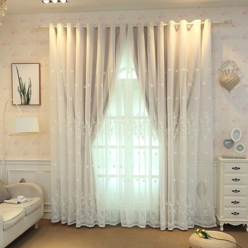 遮光窗帘新款流行新房纱全双层卧室客厅飘窗定制窗帘