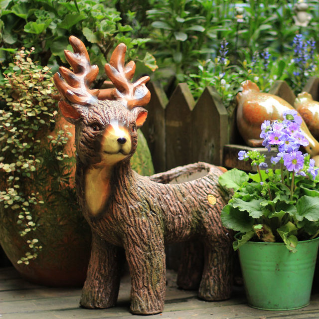 Elk flowerpot garden animal decoration ornaments gardening home accessories American country art floral outdoor balcony Elk flowerpot garden animal decoration ornaments gardening home accessories American country art floral outdoor balcony