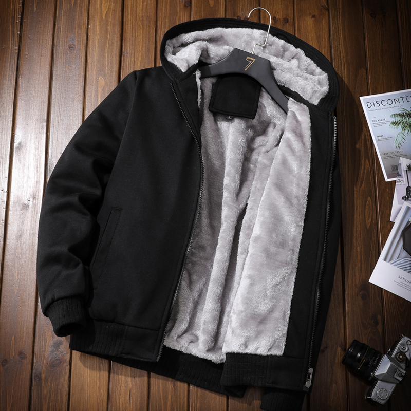 加绒外套男棉衣秋冬季加厚棉服男装青年羊羔绒帅气潮连帽保暖衣服