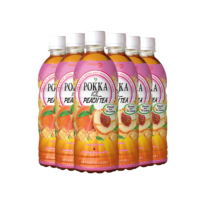 会员尊享pokka红茶蜜桃饮料500ml6瓶包装果味
