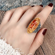 Retro Ring Female Palace Artificial Stone Korean Simple Personalized Personalized Diamond Cold Wind Exaggerated Fingerd Forefront Ring Decoration Retro Ring Female Palace Artificial Stone Korean Simple Personalized Personalized Diamond Cold Wind Exaggerated Fingerd Forefront Ring Decoration