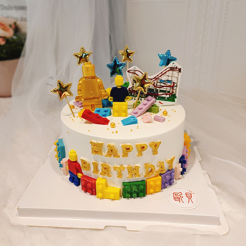 欧贝男儿儿童单层动物奶油新鲜水果定制生日蛋糕新鲜生日蛋糕