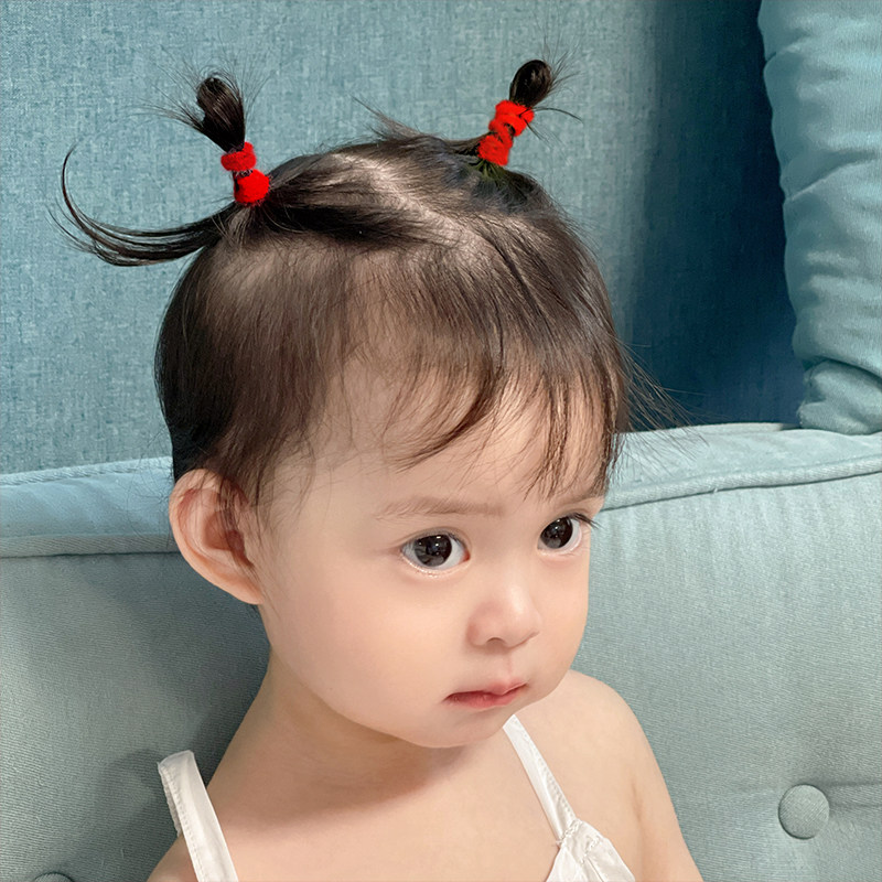 儿童不伤发皮筋发绳女童红色橡皮筋扎小揪揪头绳发饰