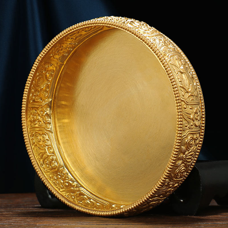 千百曼扎曼茶金色曼达修盘手工千百智八吉祥24k藏族曼扎盘