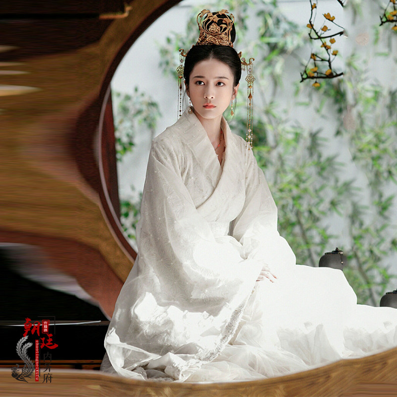 古装影视白发王妃张雪迎同款女士汉服贵妃服拖尾民族服装