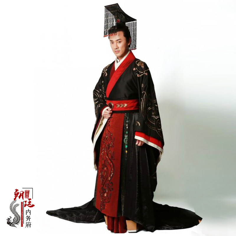 古装龙袍影视卫子夫同款男士汉服皇帝大王黑色民族服装