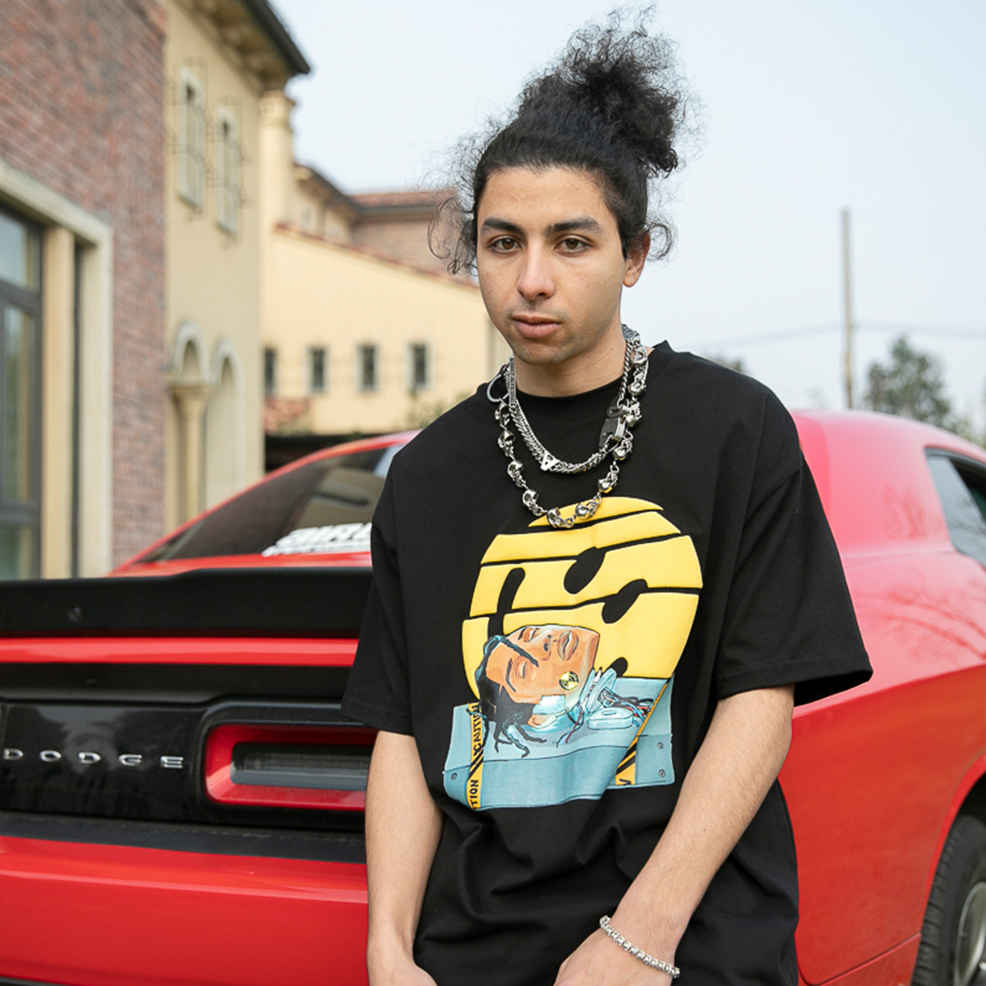 [donsmoke官方店]20ss 人物涂鸦系列asap rocky笑脸发泡印花短袖