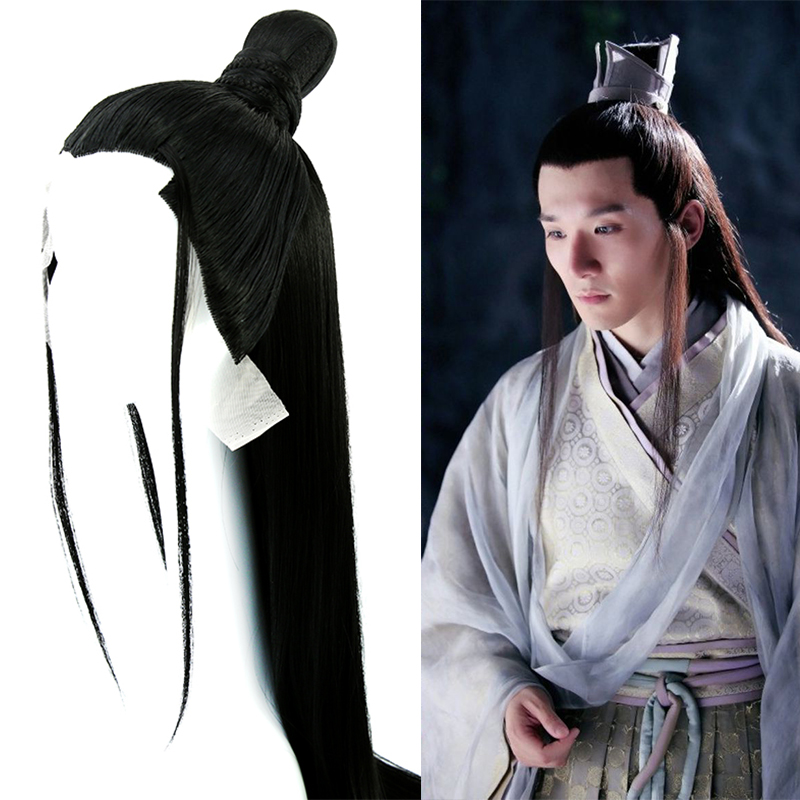古风男士黑色长发整顶发套古装侠客整顶假发