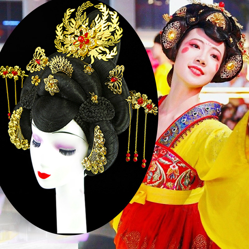 梦回不夜城演出不倒翁头套唐代贵妃头饰假发古装日常整顶假发