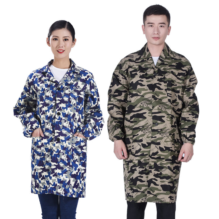 泽维雅罩衣长袖围裙厨房 迷彩罩衣工作服男士女防尘服