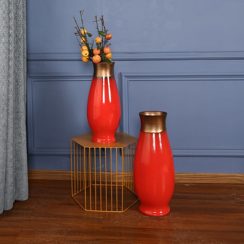 干花花瓶摆件客厅插花摆设陶瓷瓷瓶中式复古花瓶