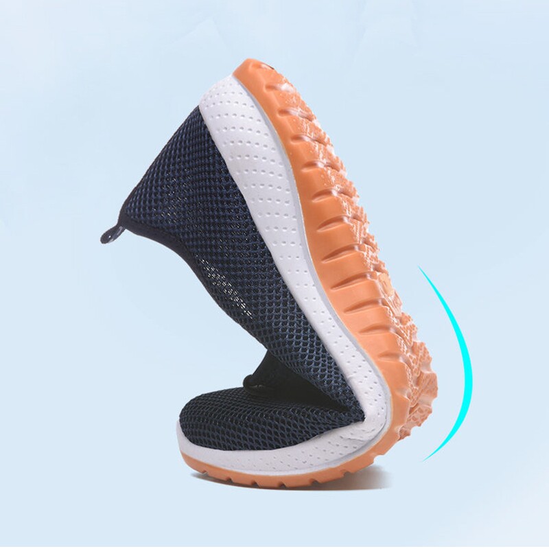 不累脚新款 一脚蹬运动牛筋底懒人网面耐磨老北京布鞋 男 网鞋 健步鞋