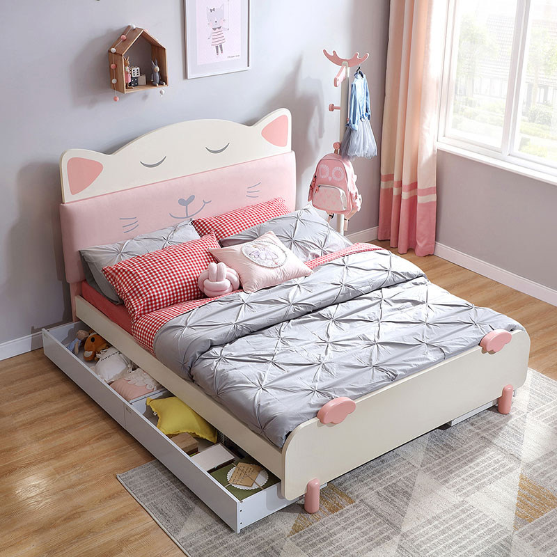 林氏木业儿童床女孩公主床简约1.2米1.5单人床小户型小孩卧室家具