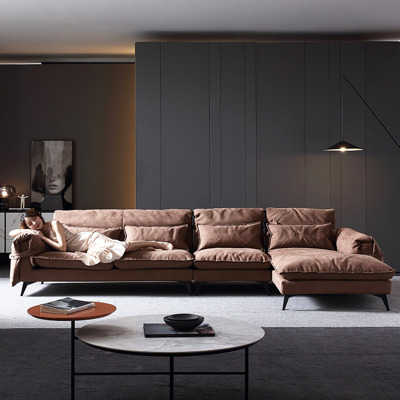 2021新款客厅科技沙发羽绒超软布艺大平层意式乳胶颗粒科技布沙发