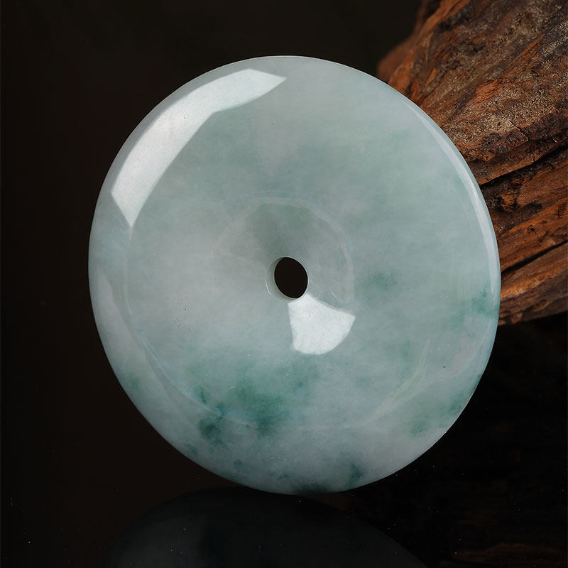 雅茗天然翡翠平安玉扣吊坠翡翠满色平安扣颈饰挂件颈饰