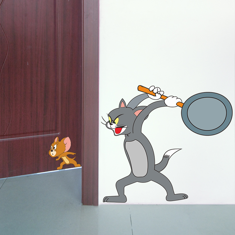 猫和老鼠墙角贴纸网红儿童房间衣柜创意卡通装饰软装墙贴