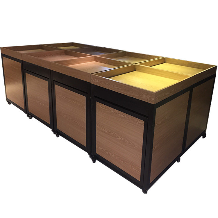 商用钢木堆货架木质杂粮干货展示柜超市粮油干果米粮桶