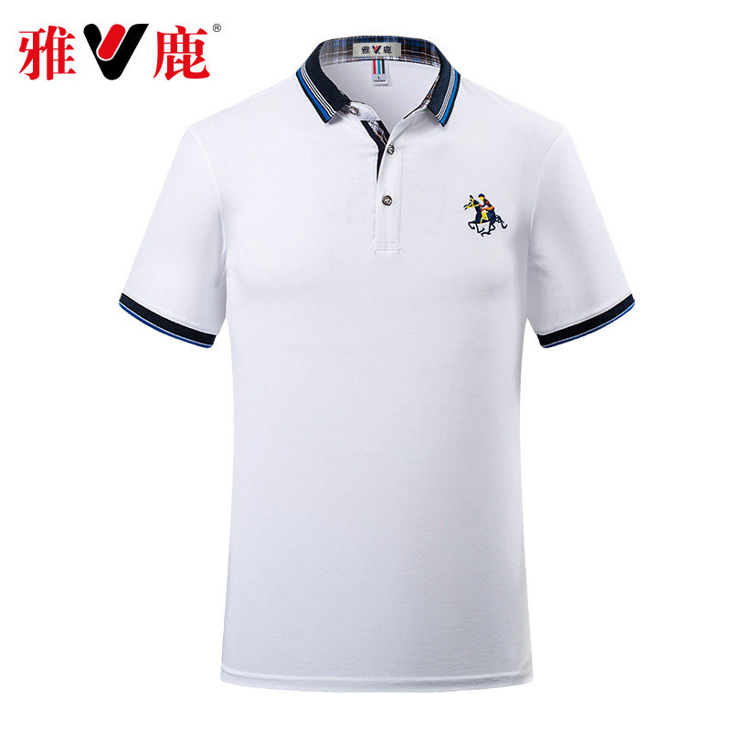 雅鹿夏季薄款短袖polo衫男士韩版潮流翻领t恤男装上衣休闲有领t恤