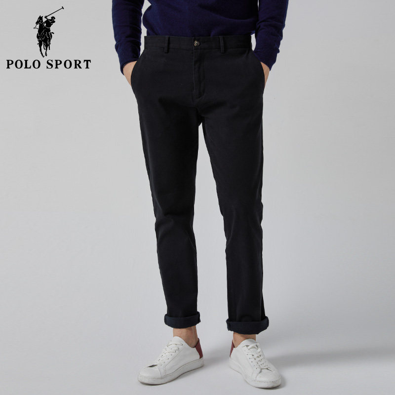 polosport保罗男士休闲裤直筒黑色秋冬2021男装休闲裤
