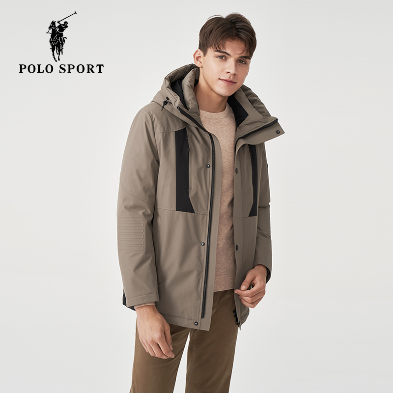 polosport保罗羽绒服男连纯色保暖外套2021冬冬羽绒服