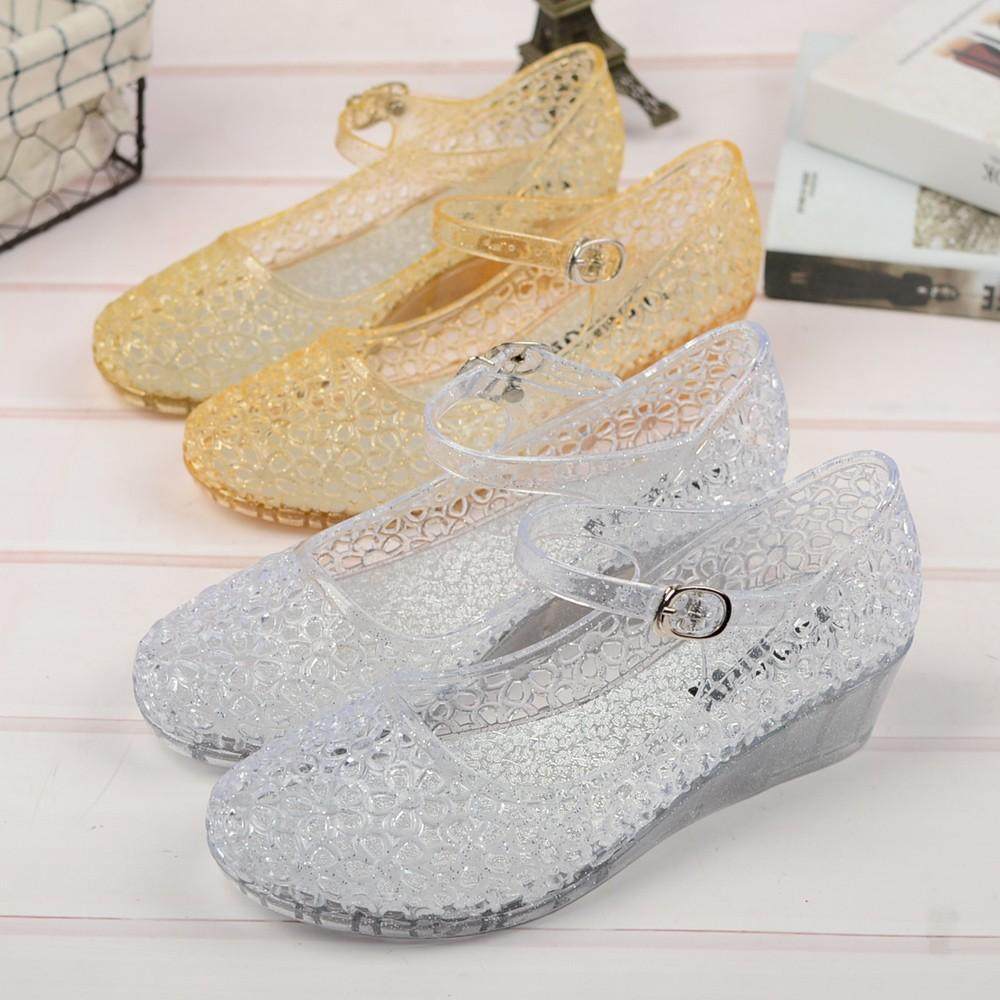 水晶上班舞鞋广场舞广场妈妈中老年夏天塑料空大洞洞鞋