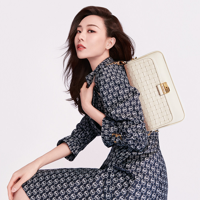 明星同款mk经典印花双排腰带中长风衣外套风衣