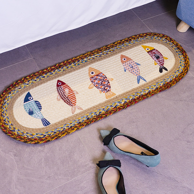 亚麻地垫桌旗茶几垫餐边柜门垫麻绳编织防滑垫地垫