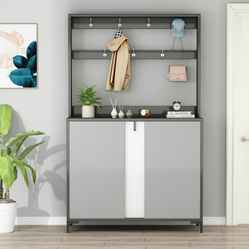 鞋柜家用门口大容量收纳简约现代门厅柜入户玄关柜衣帽架一体鞋架