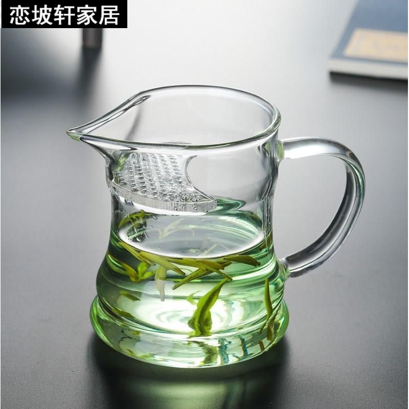 泡茶耐热月牙水杯杯子带带杯玻璃杯公道滤网茶杯玻璃杯