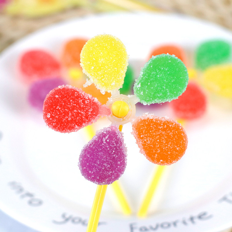 五彩风车棒棒糖儿童零食软糖好看造型糖果儿童节传统糖果