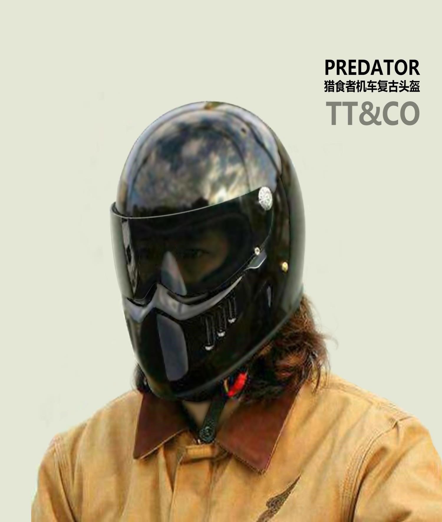 高档ttco复古头盔男女磨砂全盔街车机车电动车电动车头盔