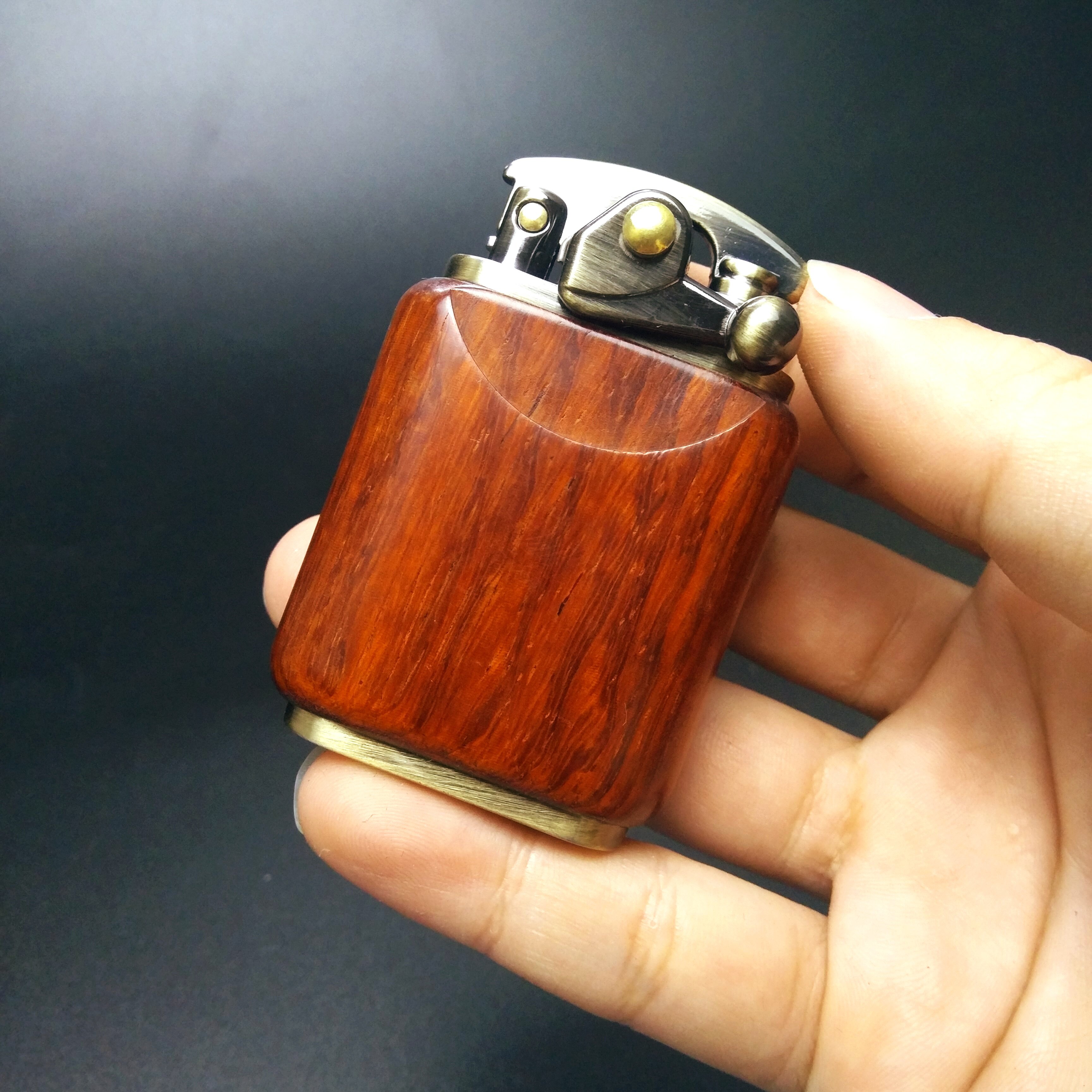 新佐罗打火机皮套diy加工木壳煤油纯铜摇臂复古煤油打火机