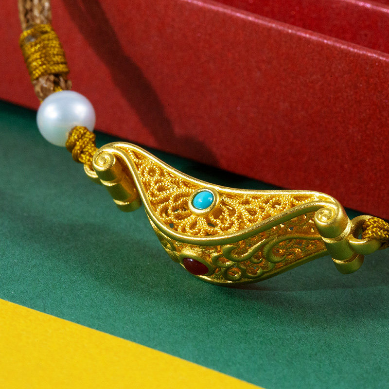 如意fernjewel忍冬手绳3d黄金古法花丝工艺手饰