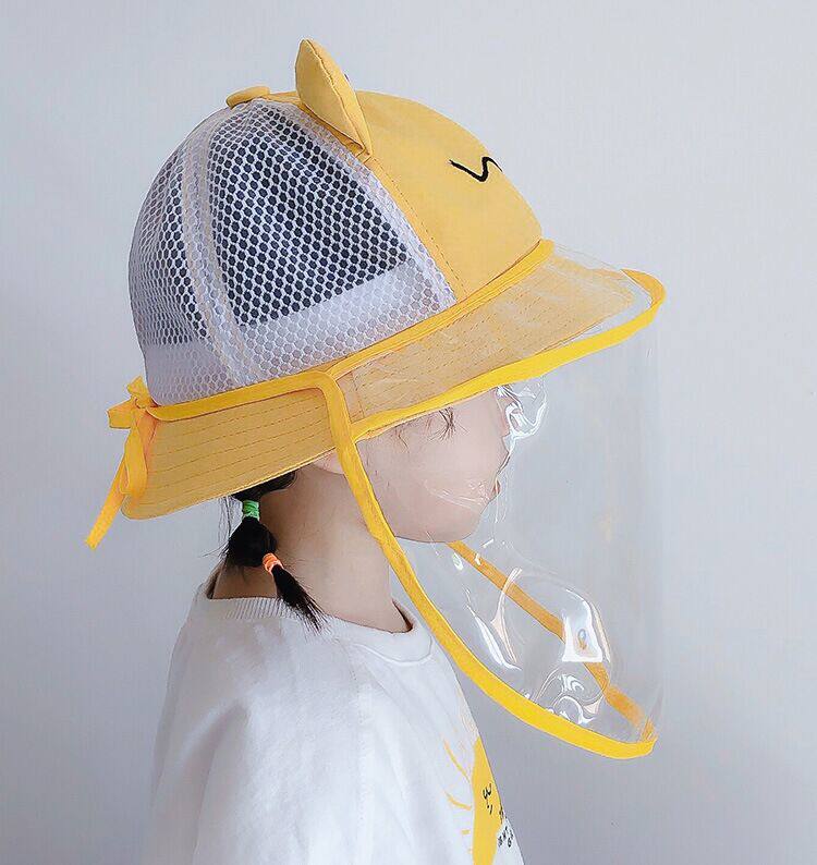 儿童防护帽中小童男女春夏款防飞沫唾沫渔夫帽子