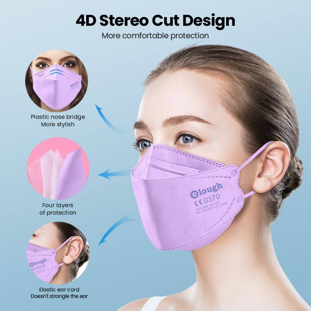 eloughkn95口罩3d立体一次性2021新款浅紫色100只高品质包装