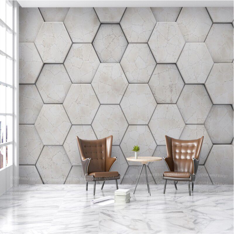 科技影视沙发墙布背景墙背景电视壁纸方块几何无纺布墙纸