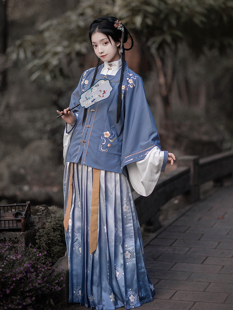 柒邑正品原创汉服女明制【锦兮】立领对襟方领半袖齐腰非古装春夏