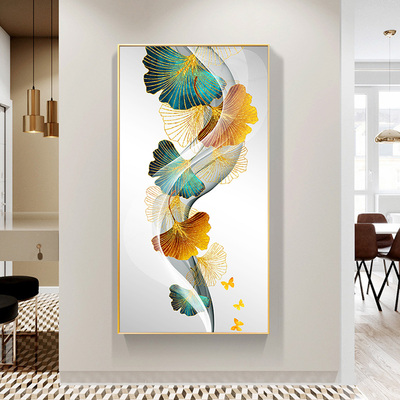 北欧风入户玄关装饰画进门走廊过道壁画入门招财风水轻奢挂画竖版