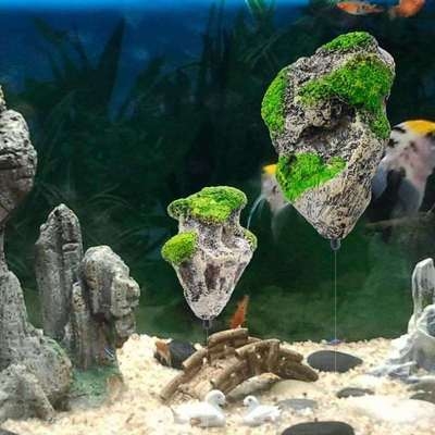 漂浮石水族造景装饰人工浮石阿凡达水草鱼缸悬浮石头莫斯石头售价