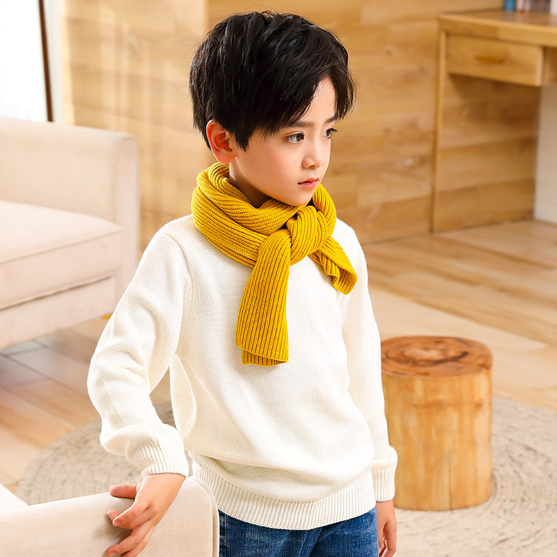 宝宝围脖秋冬纯棉男童围巾儿童保暖针织挡风围巾
