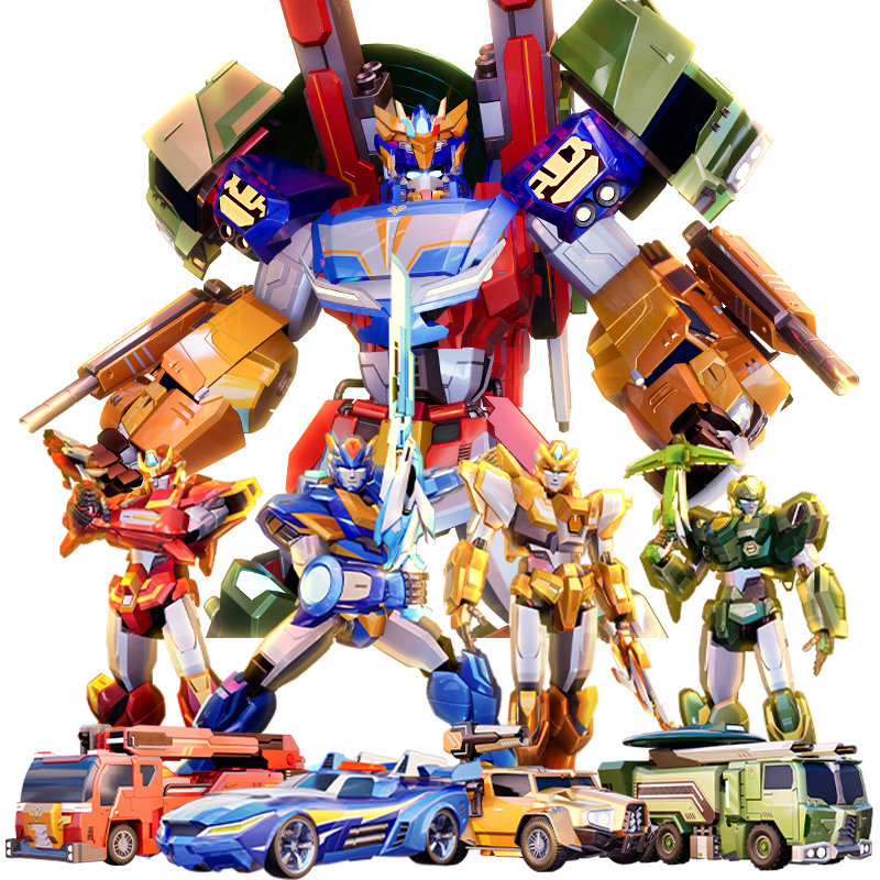 变形联盟五合合体聚合超变战神变形机器人机甲玩具男孩儿童机器人