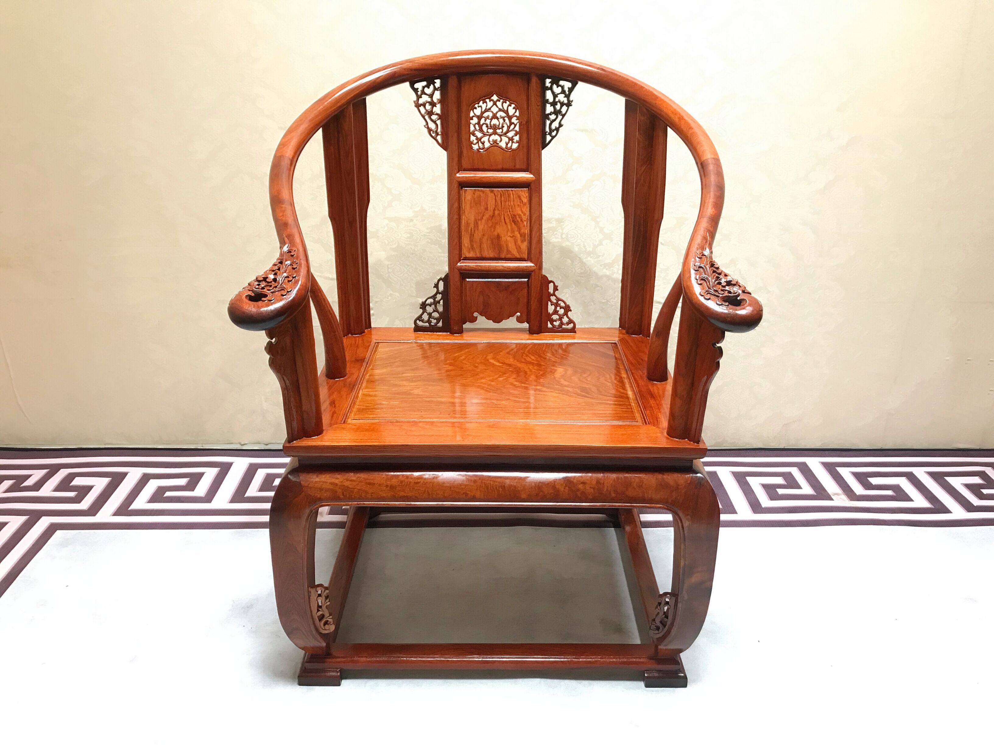 缅甸厂家红木家具圈椅实木中式花梨新中式太师椅件套圈椅