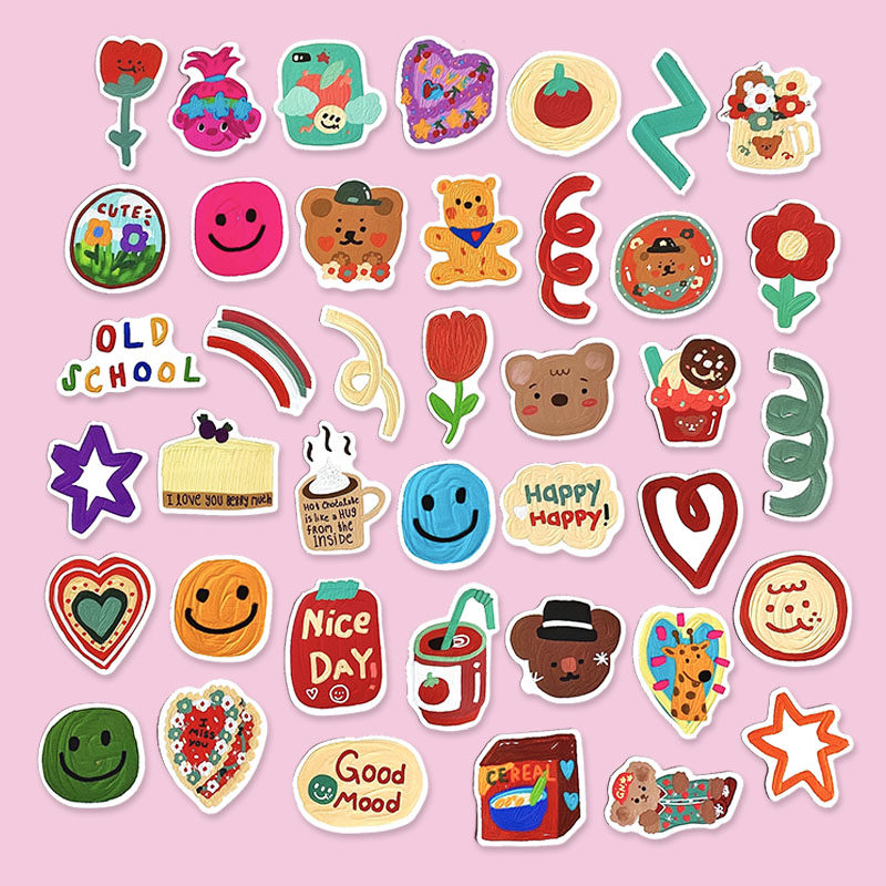 韩国可爱奶油肌理绘画系列少女账本装饰贴纸贴纸