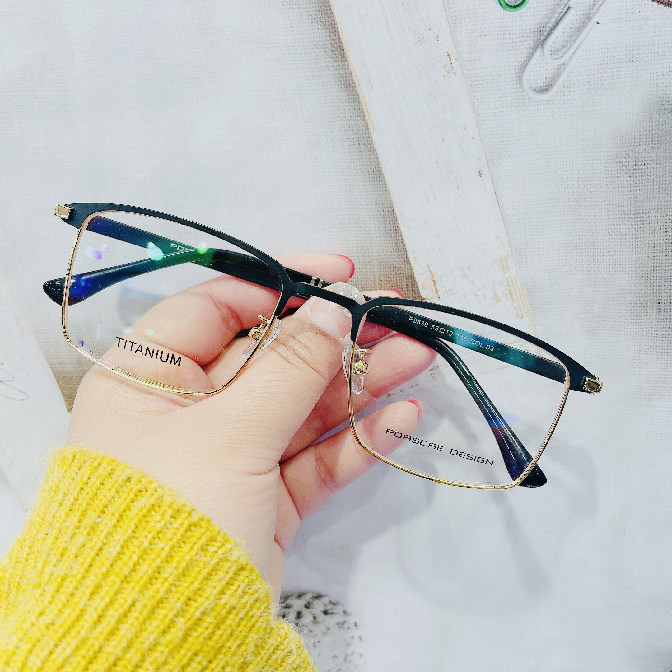 商务纯钛眼镜框大脸超轻方框眼镜架可配度数p9539眼镜架