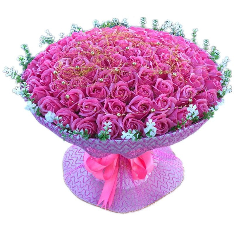 皇冠玫瑰花女友情人节生日求婚表白仿真蓝色妖姬肥皂仿真花