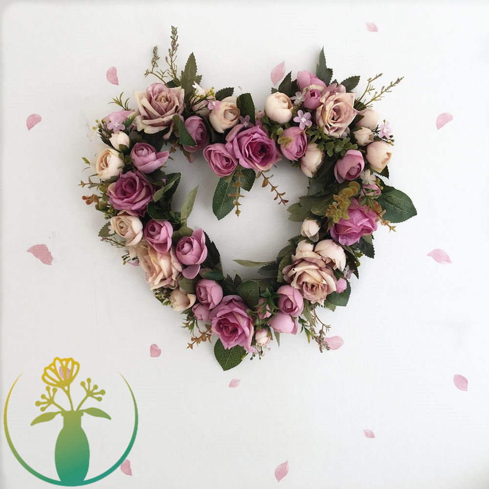 玫瑰花定制仿真玫瑰花环门饰挂饰门楣家居装饰婚房仿真花