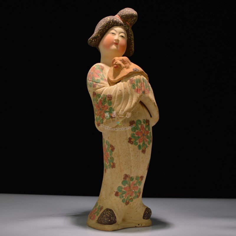 仿古仕女装饰轻奢中式收藏品艺术陶俑胖妞手绘摆件