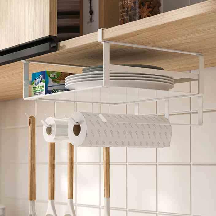 厨房纸巾架抹手用纸架免打孔下挂篮置物架挂架卷纸架厨房纸收纳架