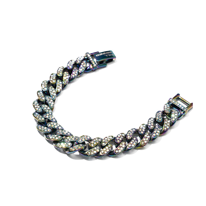 古巴killwinner镭射双排镶钻回到未来情侣手链个性手链